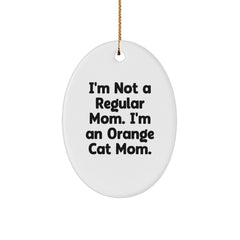 Funny Orange Cat Mom Oval Ornament Gifts from Family for Orange Cat Christmas Unique Gifts - Image 1