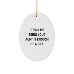 Gifts from Family Members for Aunt Funny Oval Ornament, Christmas Unique Gifts for Aunts, Oval Shaped MDF Board - Image 1
