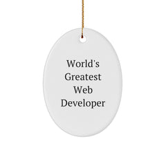 Funny 'World's Greatest' Web Developer Oval Ornament for Friends Gifts from Family - Image 1
