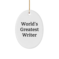 Gifts from Family to World's Greatest Writer Oval Ornament for Christmas Unique - Image 1