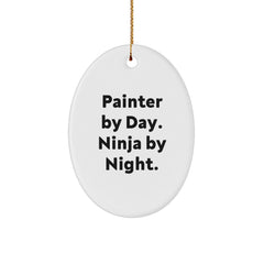 Funny Painter Gifts for Men, Oval Ornament Christmas Unique Presents from Friends - Image 1