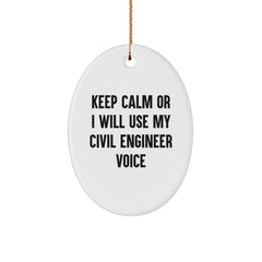 Funny Civil Engineer Gifts for Men Christmas Unique Oval Ornaments from Friends - Image 1