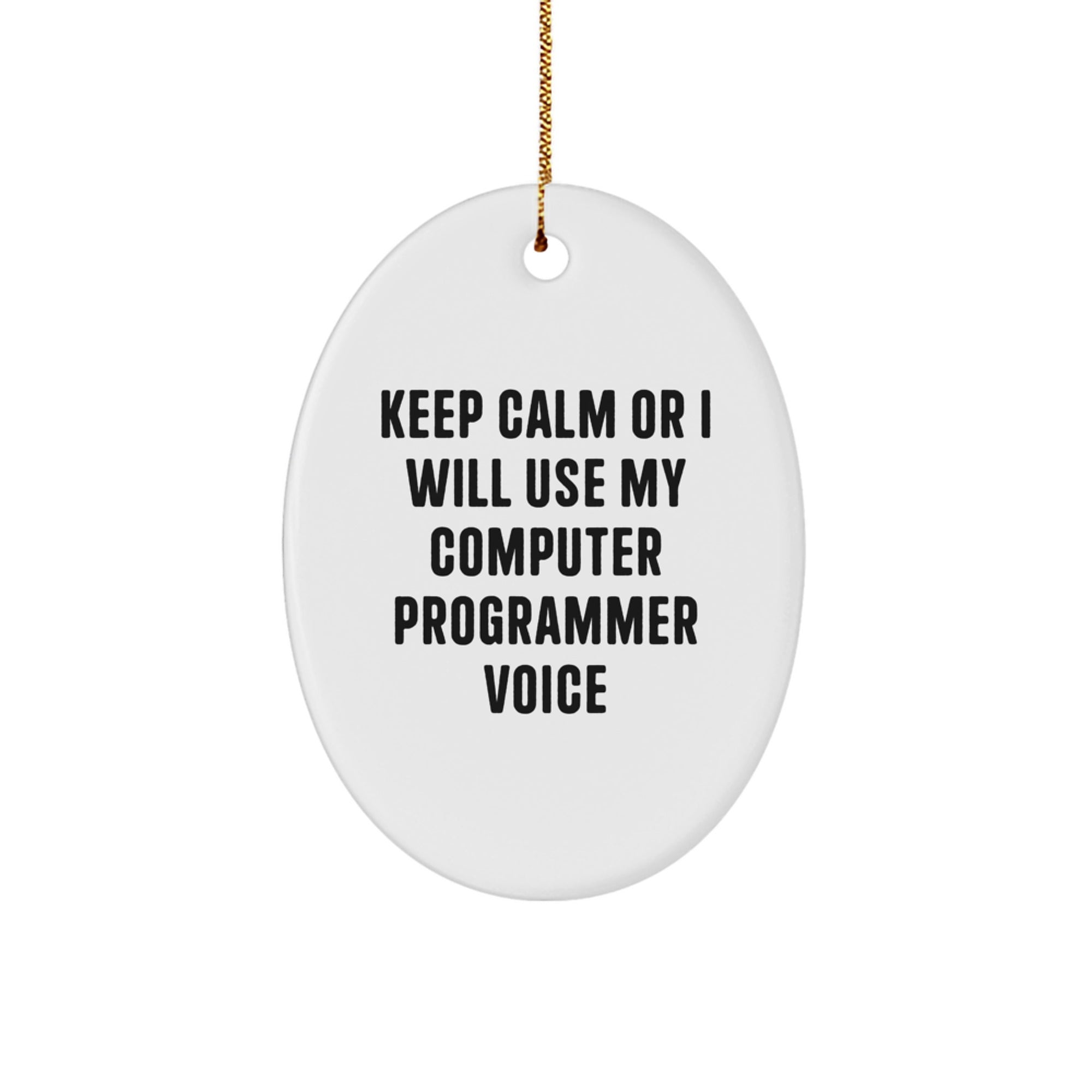 Computer Programmer Oval Ornament, Funny Keep Calm Gifts from Family to Friends, Christmas Unique Gifts for Men and Women - Image 1
