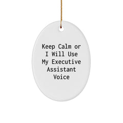 Funny Executive Assistant Gifts, Keep Calm Oval Ornament for Office, Christmas Unique Gifts from Friends, Family, Coworkers - Image 1