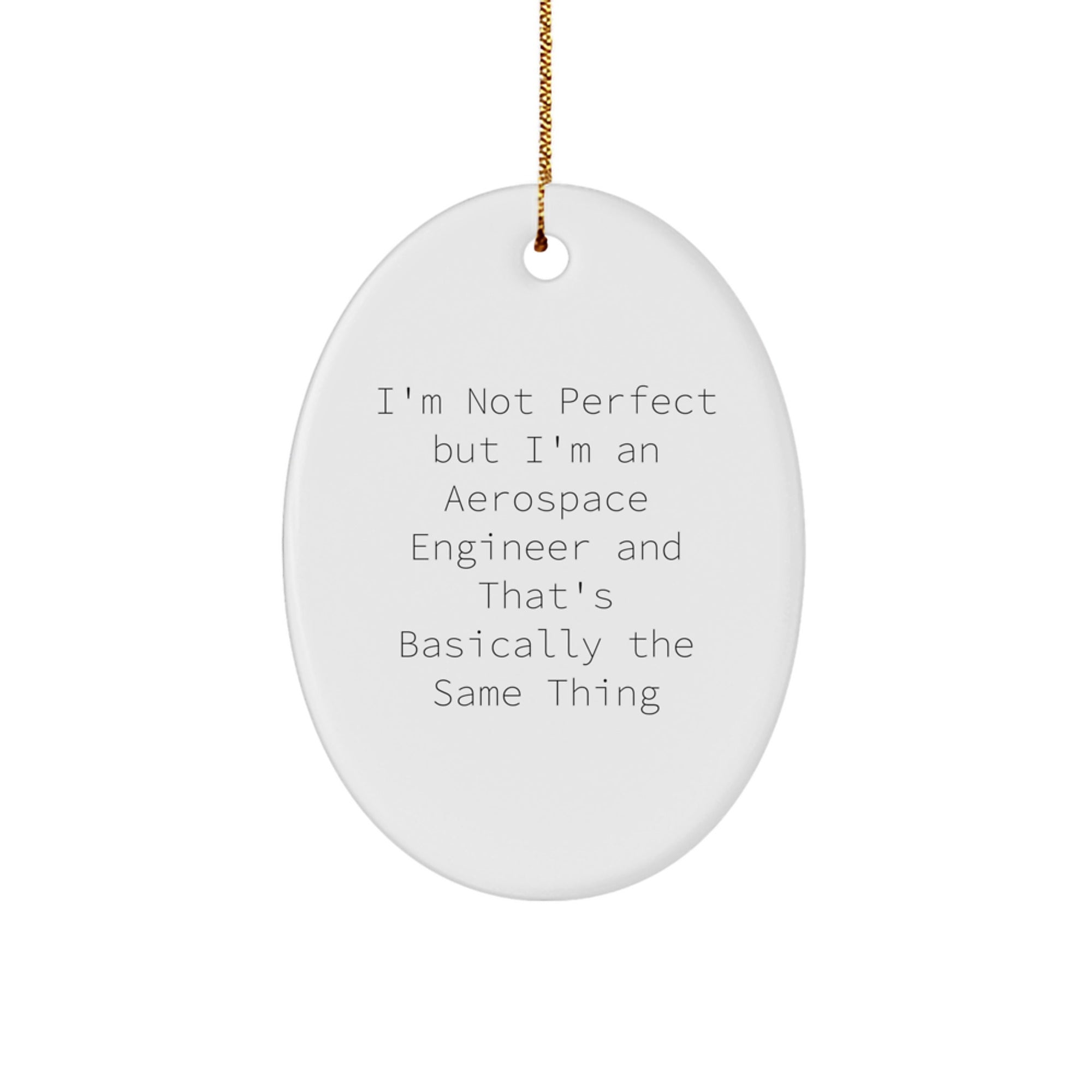 Aerospace Engineer Gifts for Men Friends Coworkers Family - Funny Oval Ornament with 'I'm Not Perfect But I'm An Aerospace Engineer And That's Basically The Same Thing' Quote - Christmas Unique Gifts - Image 1