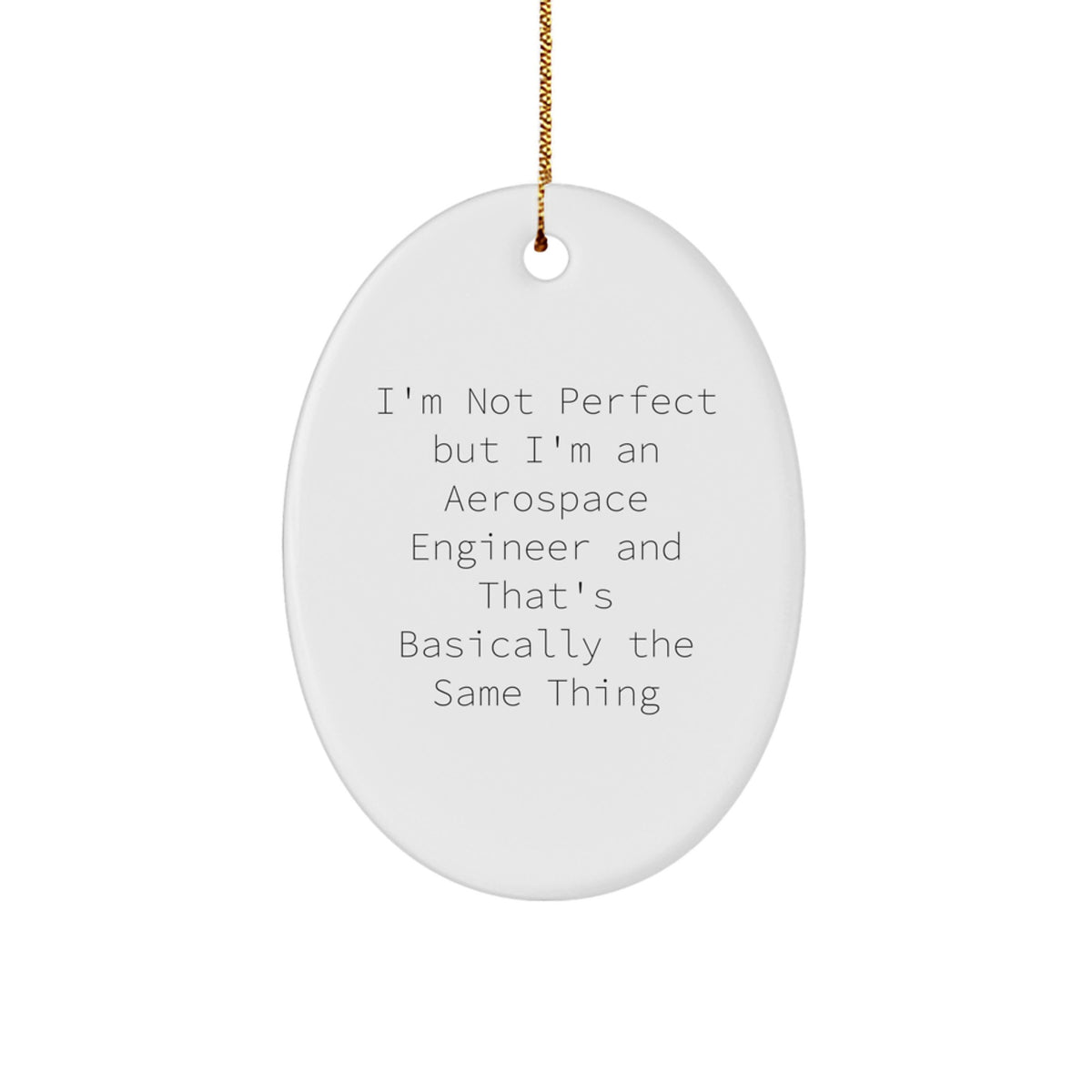 Aerospace Engineer Gifts for Men Friends Coworkers Family - Funny Oval Ornament with 'I'm Not Perfect But I'm An Aerospace Engineer And That's Basically The Same Thing' Quote - Christmas Unique Gifts - Image 1