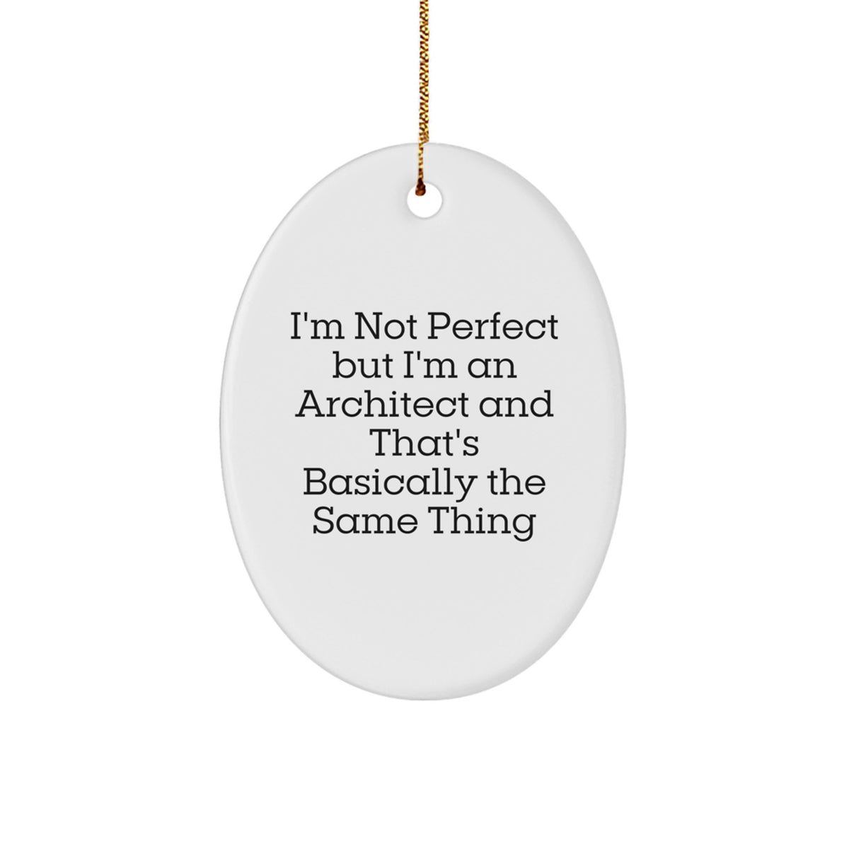 Funny Architect Gifts, 'I'm Not Perfect', Oval Ornament, Christmas Decor, Gifts from Friends, for Architect - Image 1