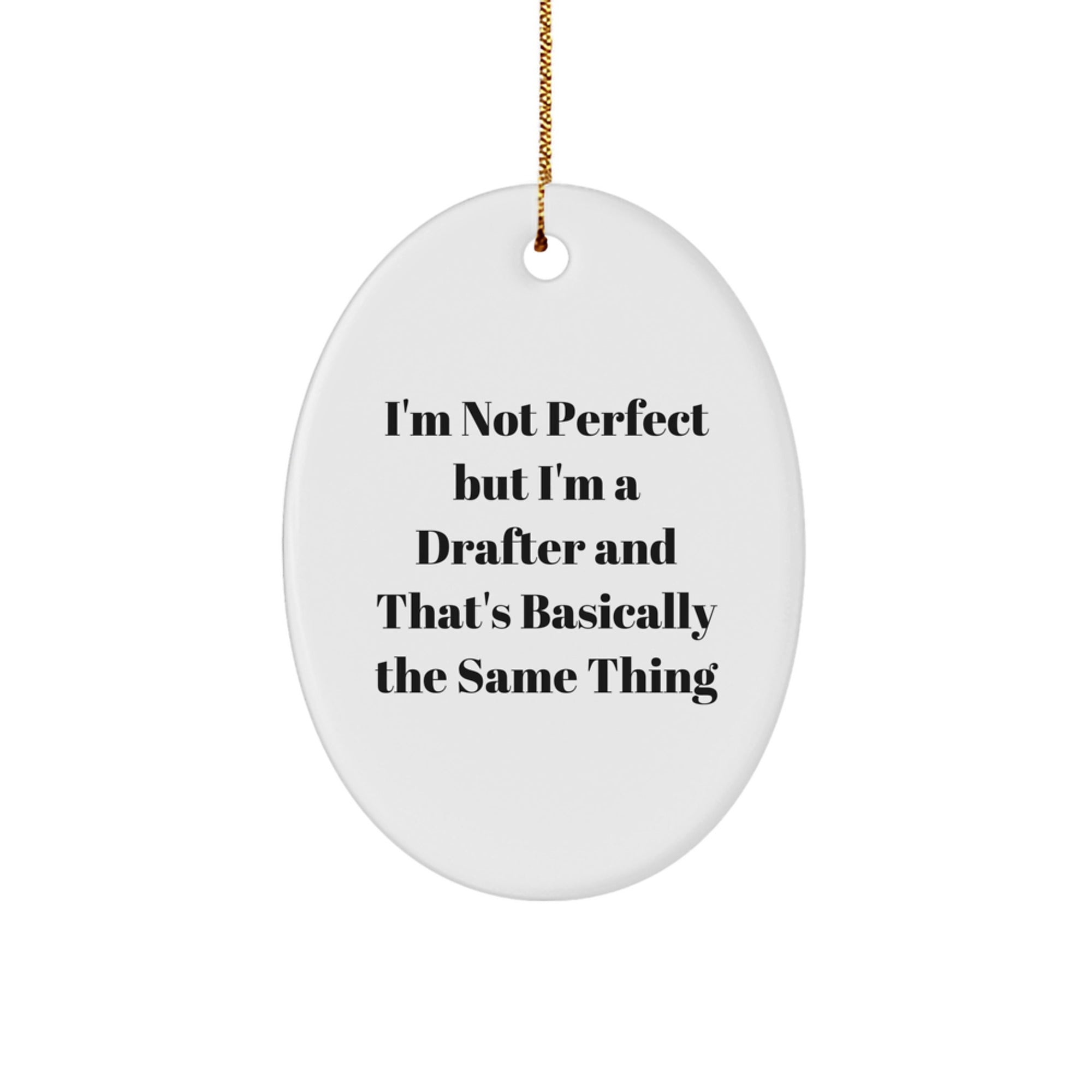 Funny Drafter Gifts from Men to Friends - I'm Not Perfect Oval Ornament, Christmas Unique Presents for Drafter Enthusiasts, Oval Shaped Decorations - Image 1