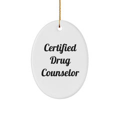 Drug Counselor Gifts from Friends, Inspirational Certified Drug Counselor Oval Ornament for Christmas, 'Certified to Change Lives' Quote - Image 1