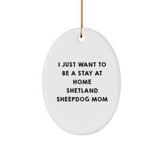 Funny Shetland Sheepdog Mom Gifts for Shetland Sheepdog Lovers Christmas Unique Oval Ornament Gifts from Family and Friends - Image 1