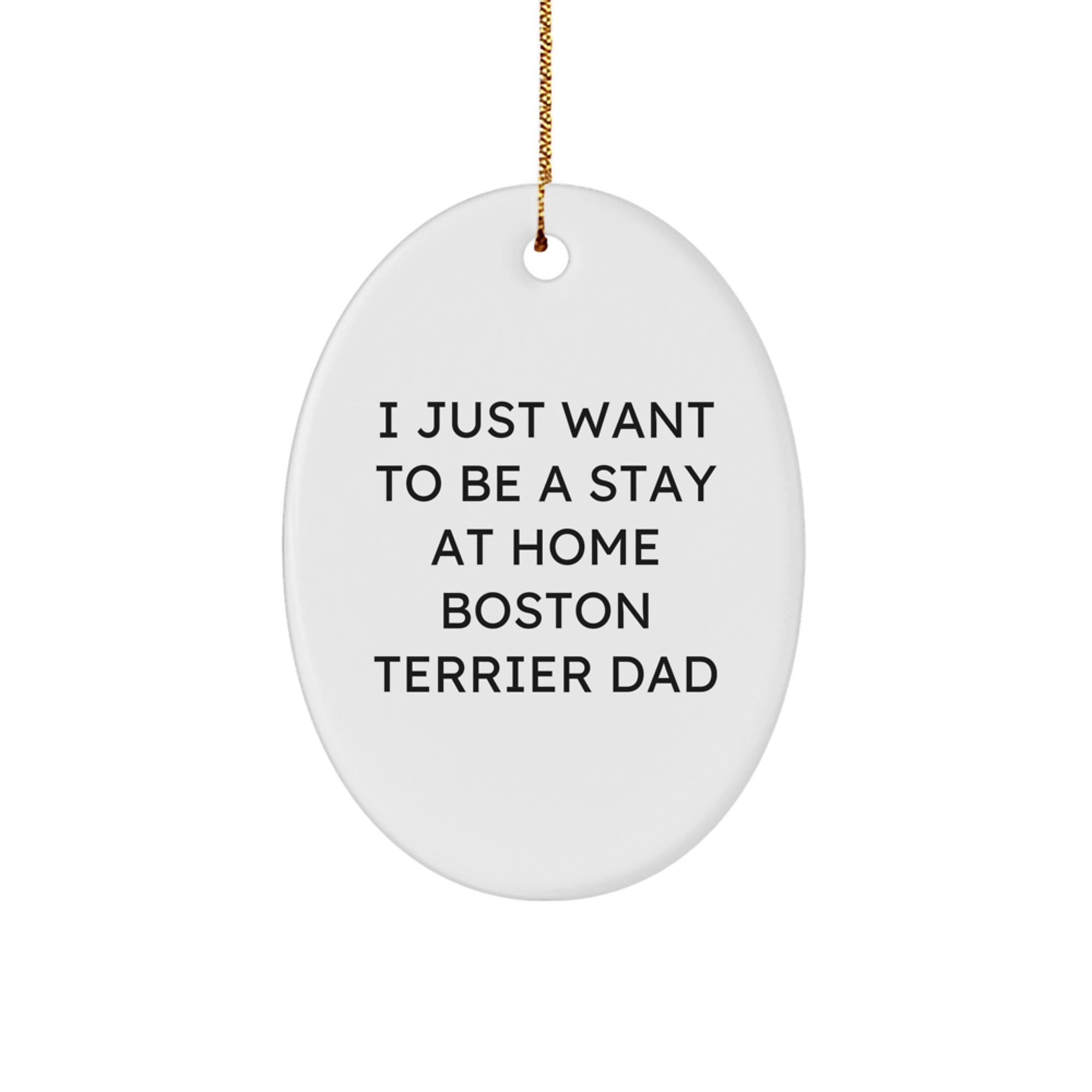 Boston Terrier Dad Gifts from Friends for Christmas - I Just Want To Be A Stay At Home Boston Terrier Dad Oval Ornament - Image 1