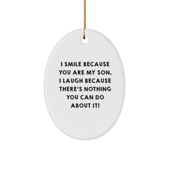 Funny Son Oval Ornament Gifts from Mom or Dad for Christmas Unique Presents - Image 1