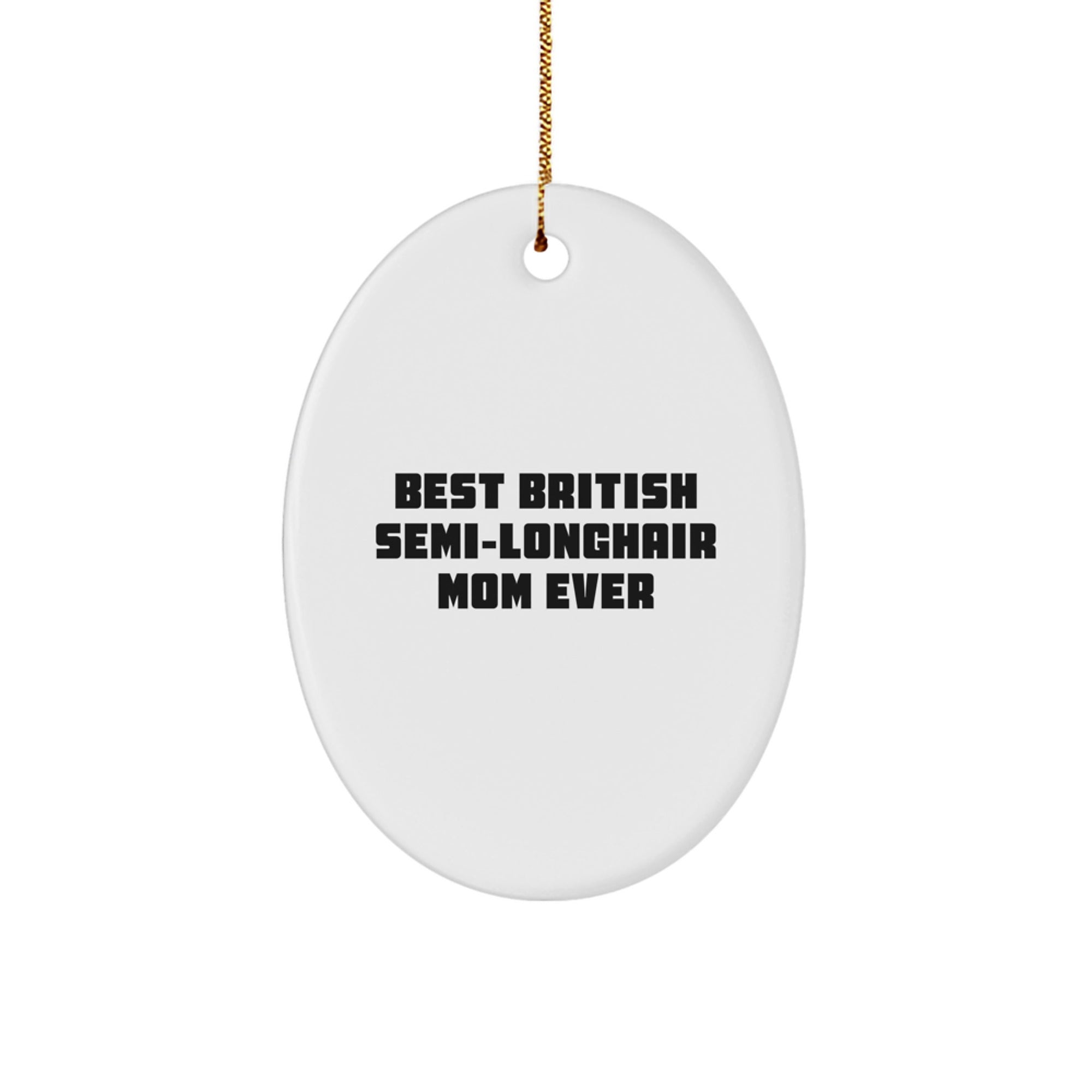 British Semi-Longhair Cat Mom Gifts from Friends for Christmas Unique Oval Ornament - Image 1