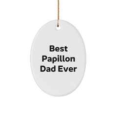 Papillon Dog Lovers Best Dad Ever Oval Ornament Gifts from Family to Family for Christmas - Image 1