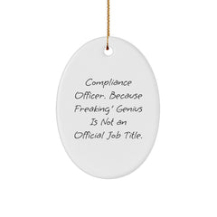 Compliance Officer Oval Ornament Gifts from Friends, Funny Quote Christmas Unique Gifts for Compliance Officer Men - Image 1
