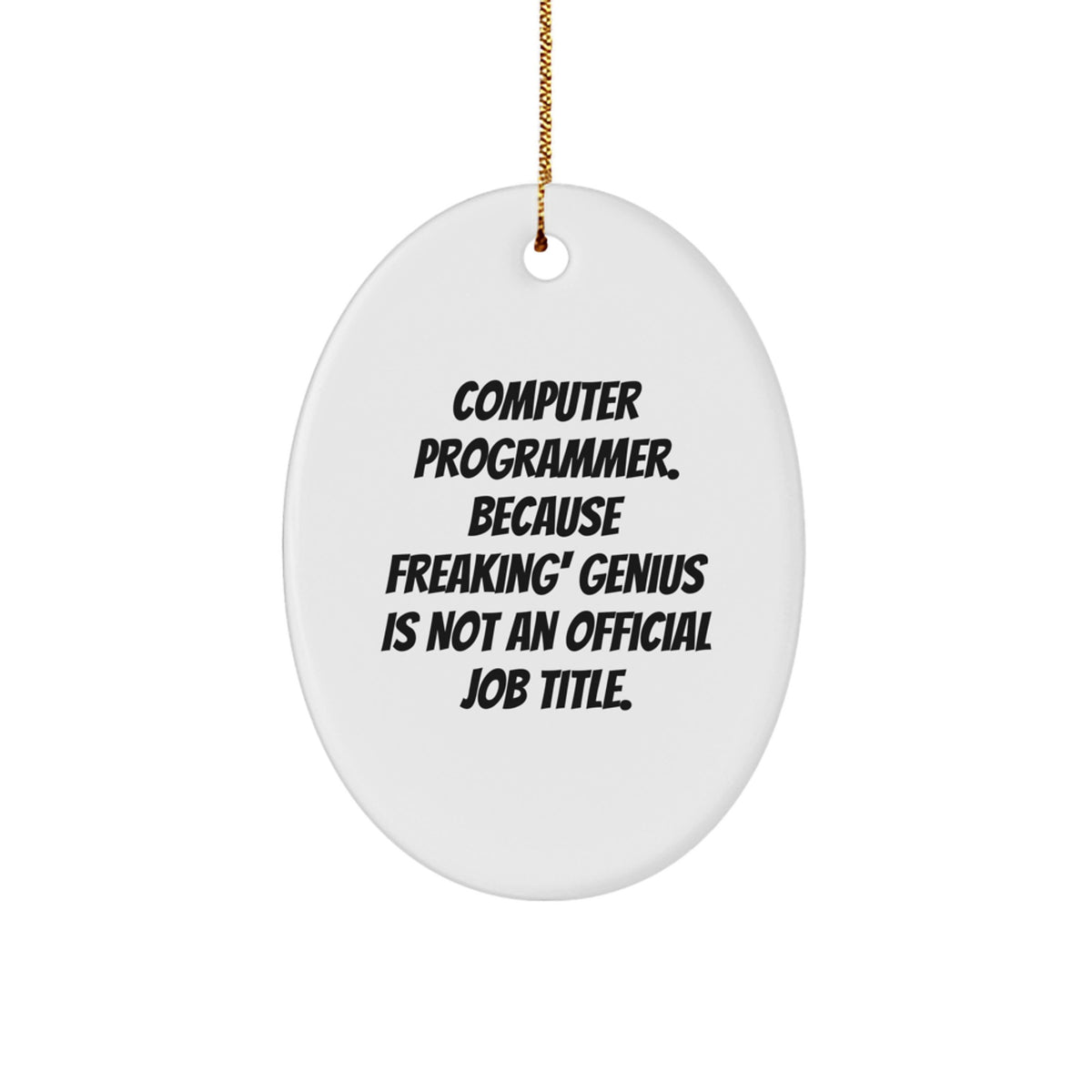 Funny Computer Programmer Oval Ornament Gifts from Friends, Coworkers, Family - 'Computer Programmer Because Freaking genius Is Not An Official Job Title' Oval Decoration for Men, Women, Office, Home - Image 1