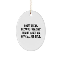 Court Clerk Gifts from Family - Funny Oval Ornament for Christmas Unique Gifts for Court Clerks - Image 1