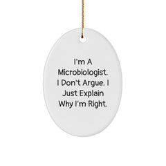 Funny Microbiologist Oval Ornament Gifts from Family for Men, Unique Christmas Memorable Present Idea for Scientists - Image 1