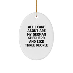 Funny German Shepherd Dog Lover Gifts for Men from Friends - Oval Christmas Ornaments - Image 1