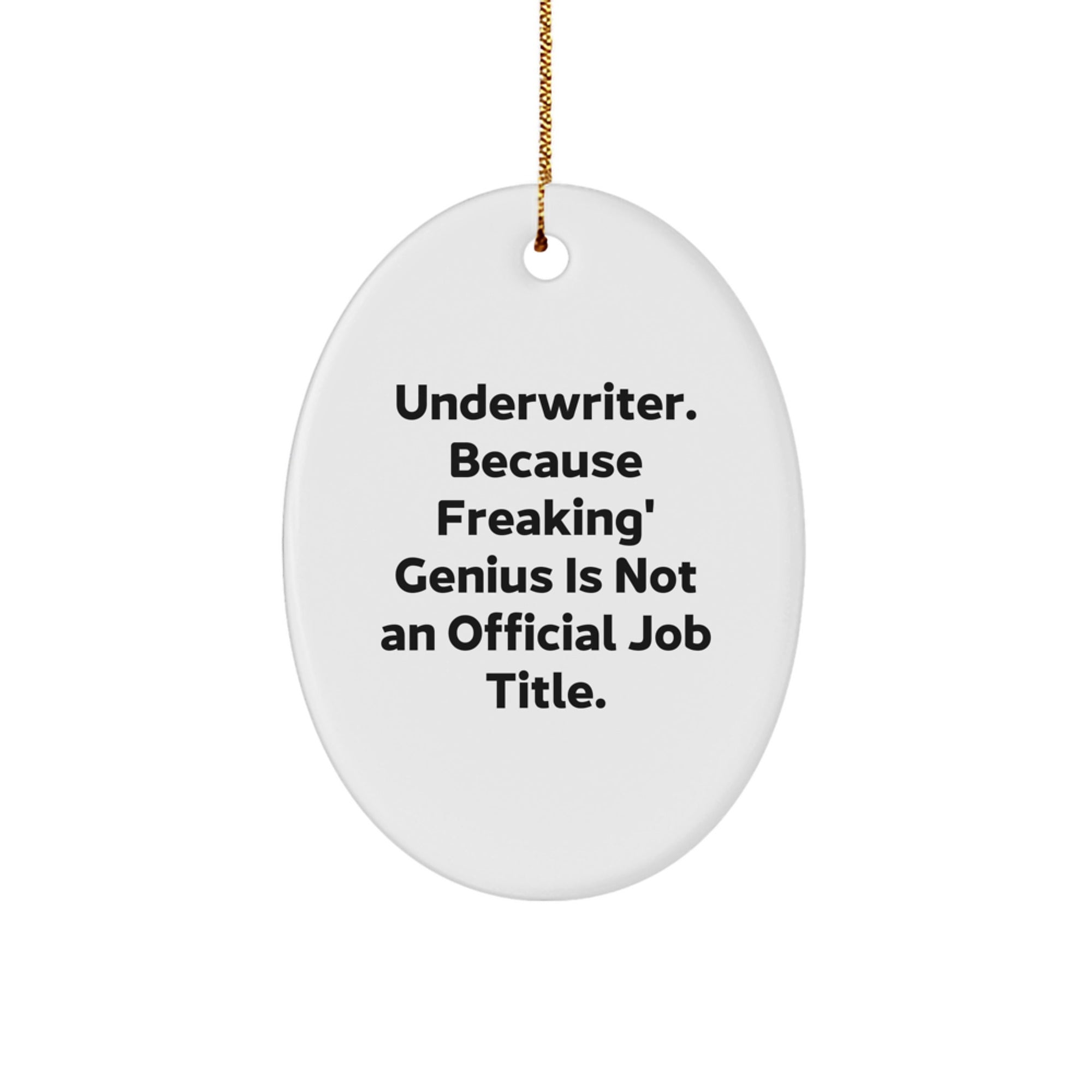 Funny Underwriter Gifts - Oval Ornament for Underwriter Friend, Underwriter Christmas Unique Gifts, Gifts from Men to Underwriter - Image 1