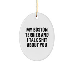 Boston Terrier Dog Gifts from Family - Funny Oval Ornament for Christmas Unique Gifts - Image 1
