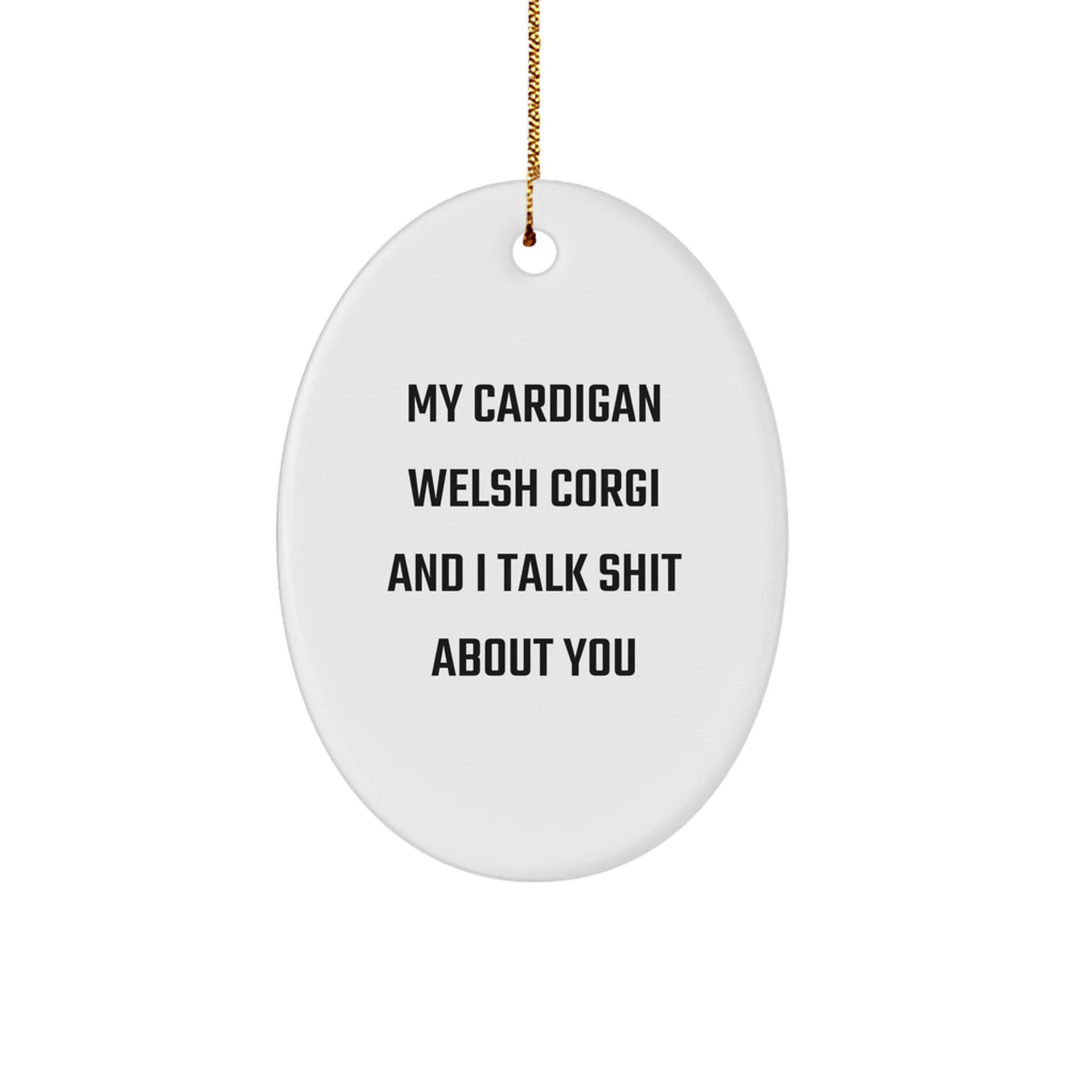 Funny Cardigan Welsh Corgi Dog Gifts for Friends - Oval Ornament with Quote 'My Cardigan Welsh Corgi And I Talk Shit About You' - Perfect Christmas Unique Gifts from Friends to Family - Image 1