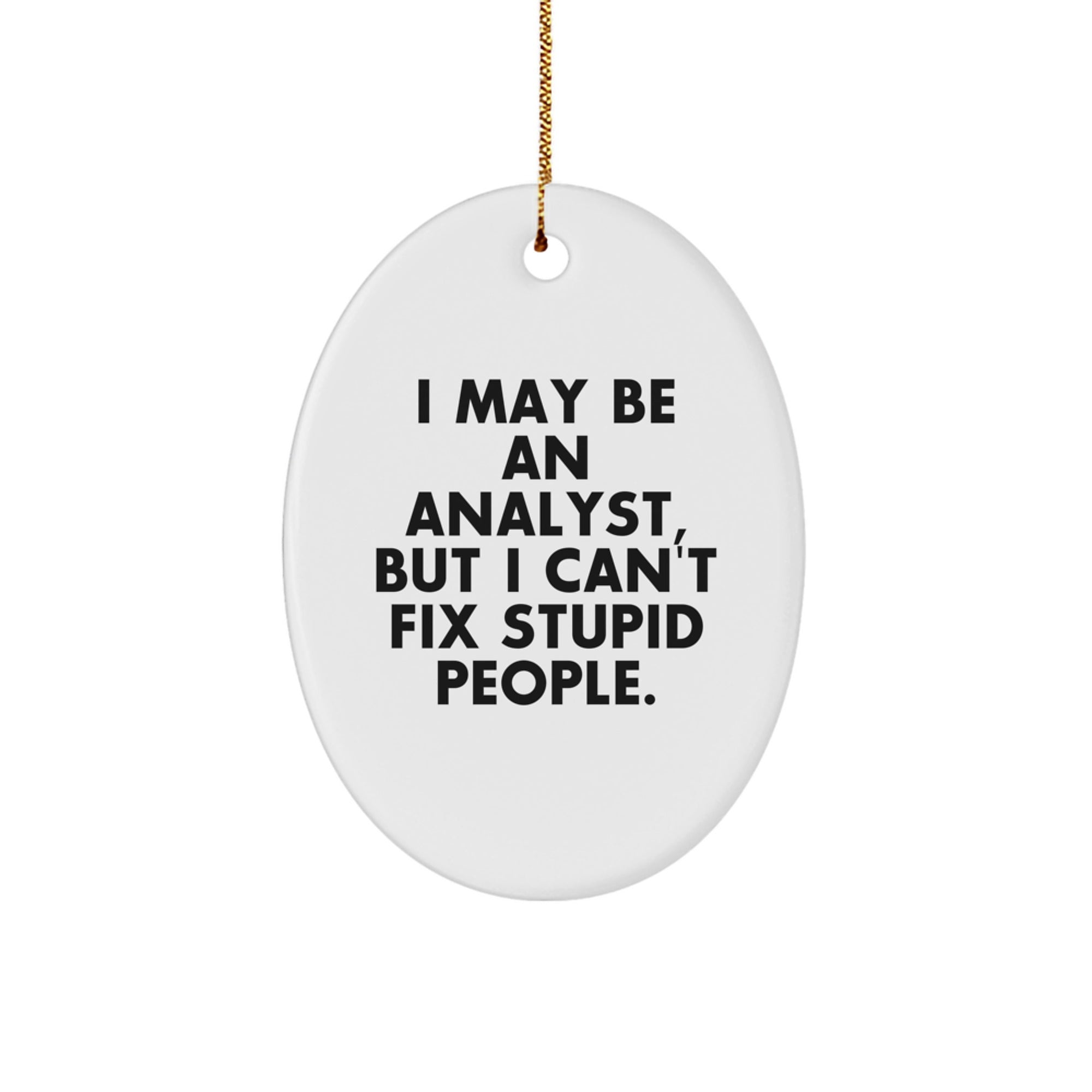 Funny Analyst Oval Ornament Gifts for Men from Coworkers, Oval Shaped White Christmas Unique Gifts - Image 1