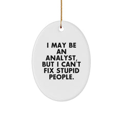 Funny Analyst Oval Ornament Gifts for Men from Coworkers, Oval Shaped White Christmas Unique Gifts - Image 1