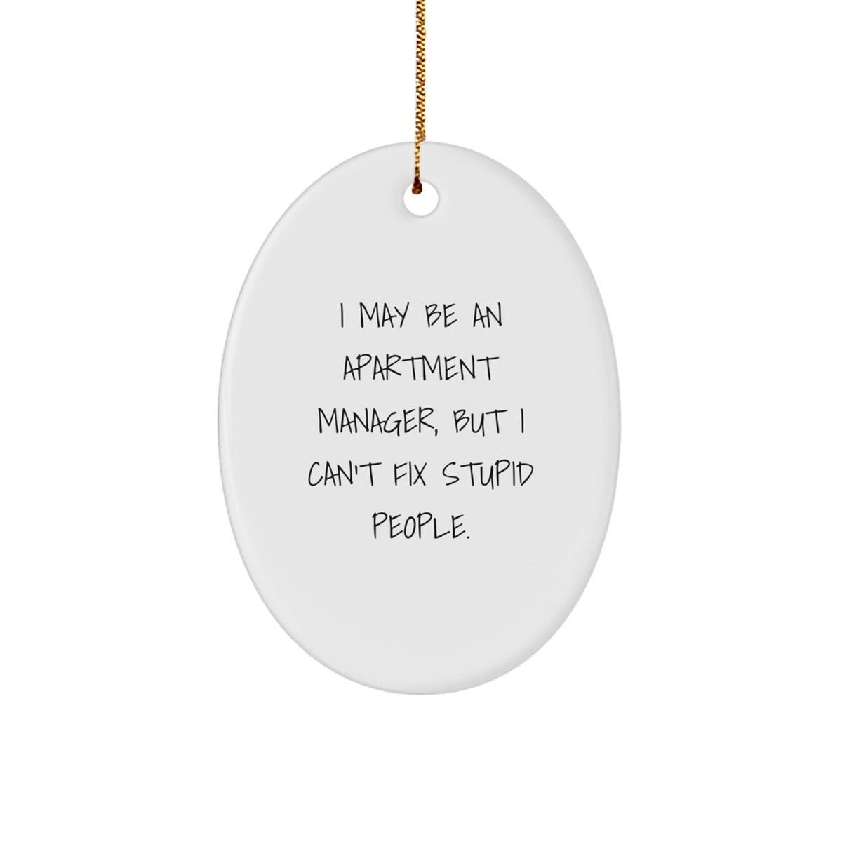 Funny Apartment Manager Gifts from Men - Oval Ornament for Apartment Manager Friends with I May Be An Apartment Manager, But I Can't Fix Stupid People. - Image 1