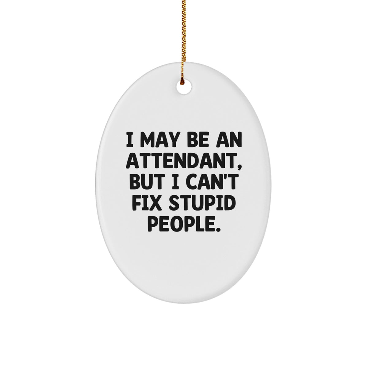 Funny Attendant Christmas Oval Ornament Gifts from Friends for Attendants - I May Be An Attendant, But I Can't Fix Stupid People. - Image 1