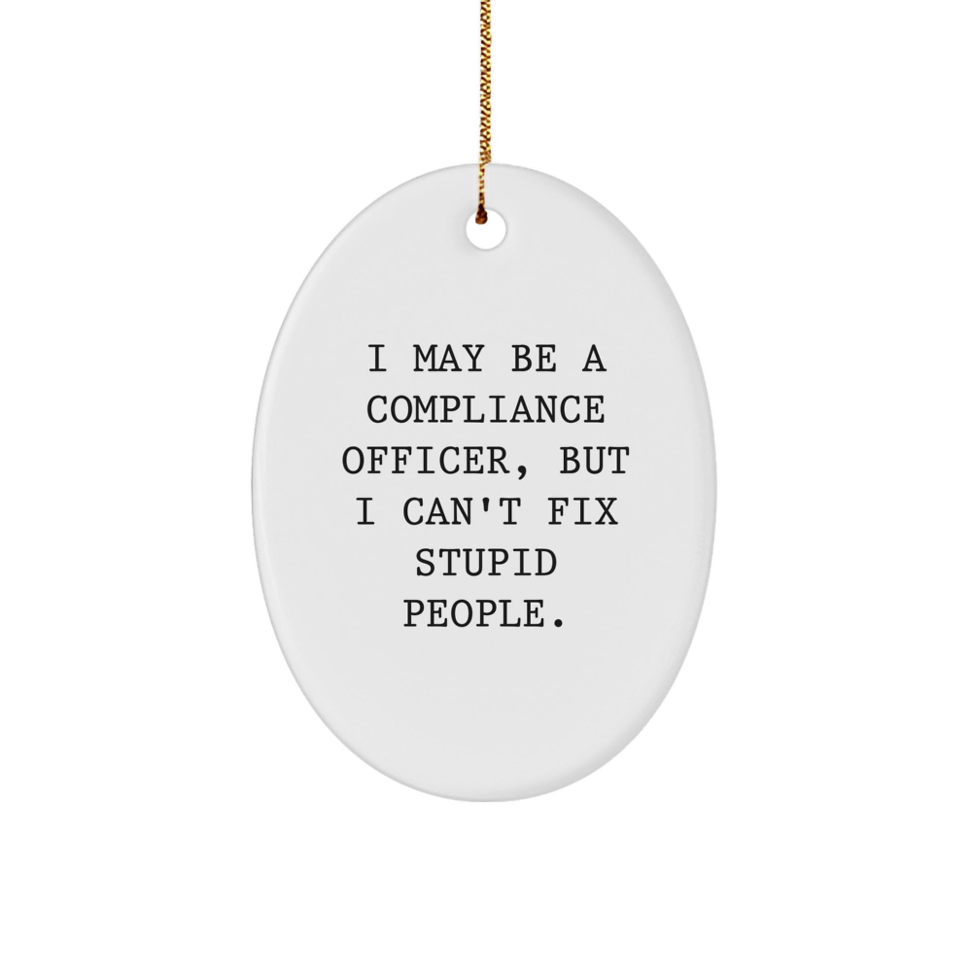 Funny Compliance Officer Gifts from Friends for Men Oval Ornament I May Be A Compliance Officer But I Cant Fix Stupid People Christmas Unique - Image 1