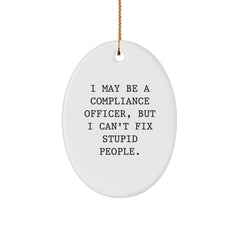 Funny Compliance Officer Gifts from Friends for Men Oval Ornament I May Be A Compliance Officer But I Cant Fix Stupid People Christmas Unique - Image 1