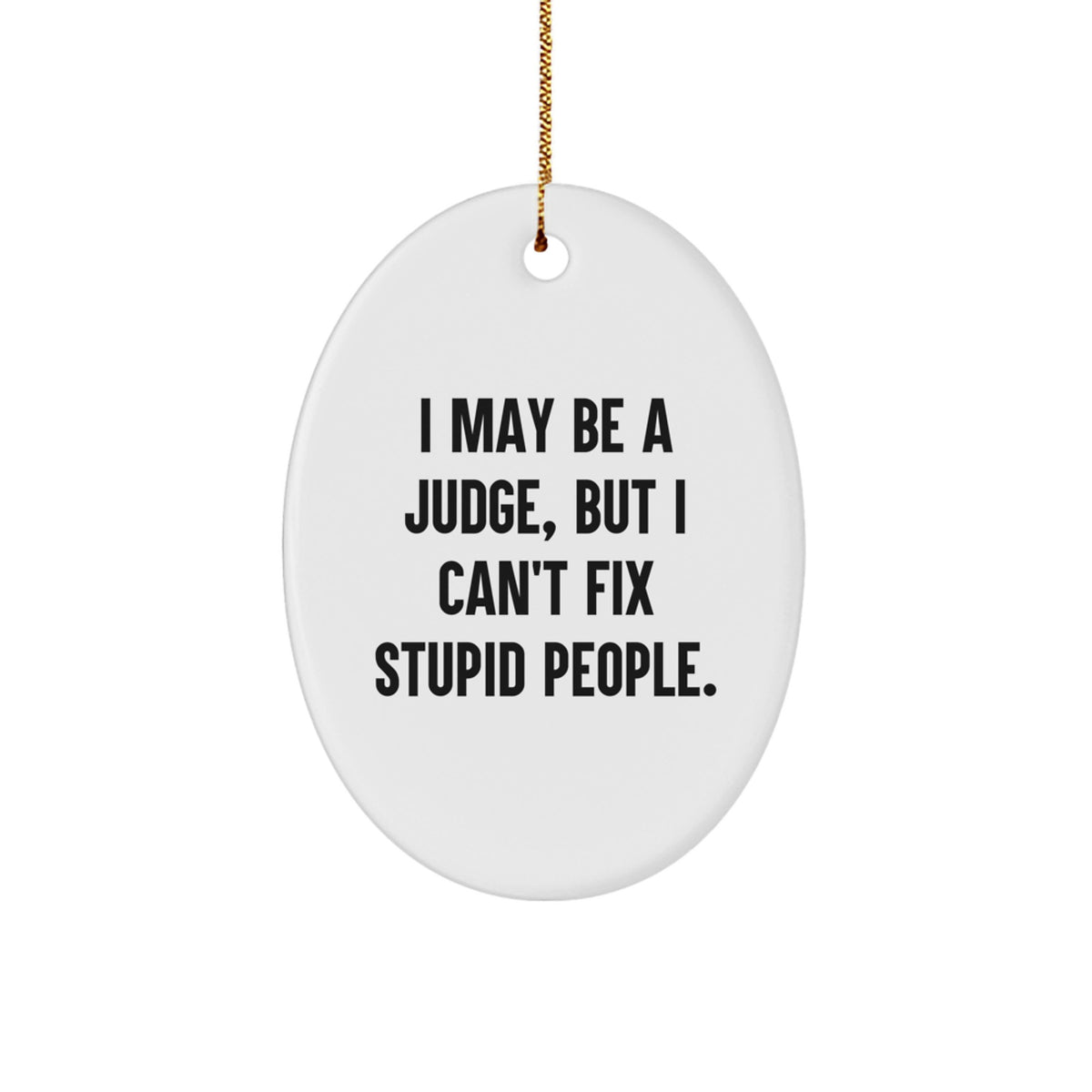 Fun Judge Gifts from Family and Friends - I May Be A Judge, But I Can't Fix Stupid People. Oval Ornament for Christmas Unique Presents - Image 1