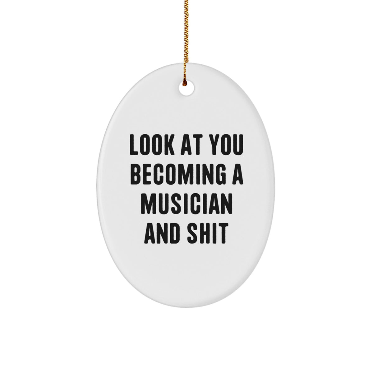Funny Musician Gifts for Men, Unique Oval Ornament, 'Look At You Becoming A Musician And Shit' Christmas Unique Gift for Musician Friends and Family - Image 1