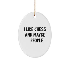 Funny Chess Oval Ornaments Gifts for Chess Lovers - White Oval Shaped Decorations - Unique Christmas Unique Gifts from Friends - Image 1