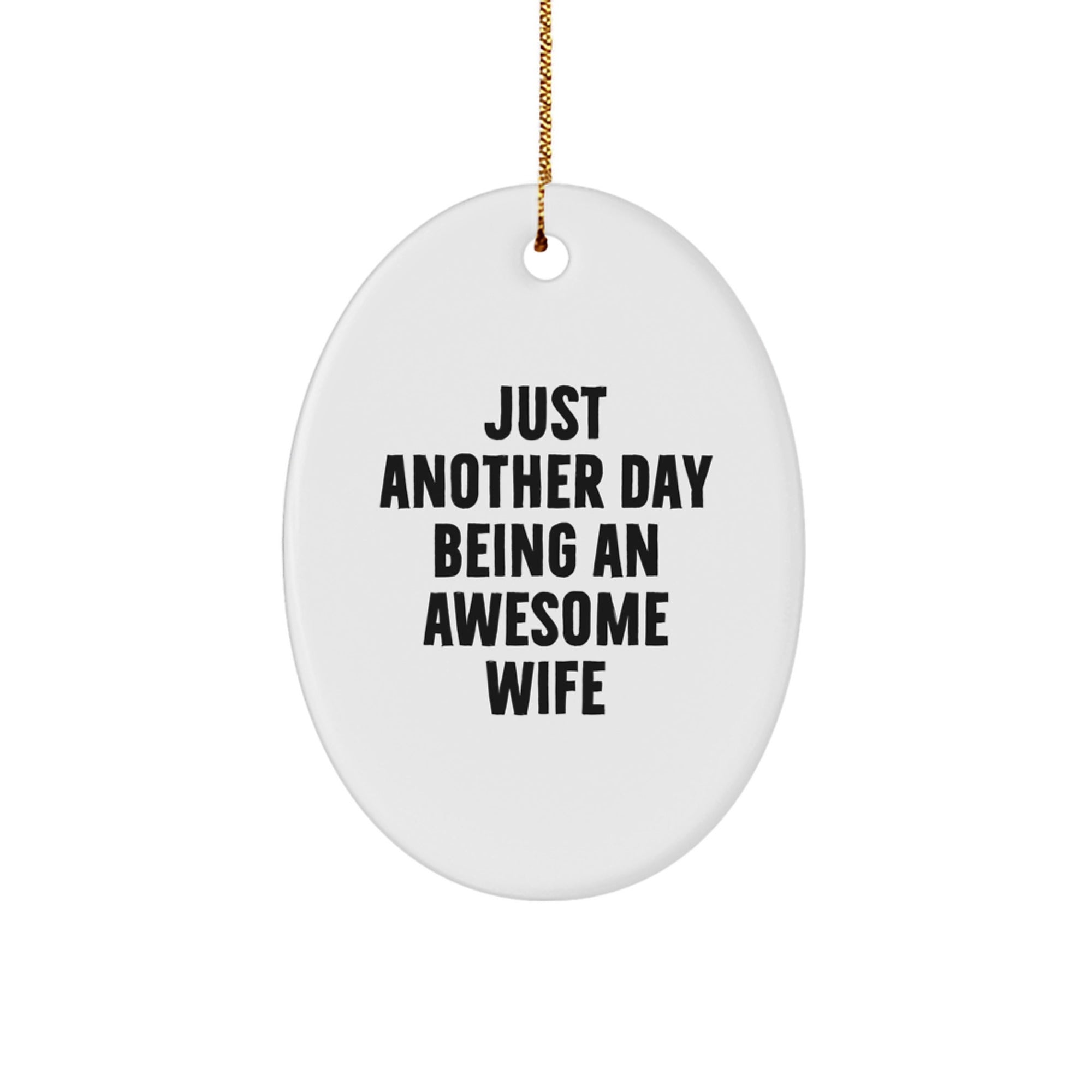 Unique Wife Gifts from Husband, Funny Oval Ornament Just Another Day Being An Awesome Wife, Christmas Decorations - Image 1