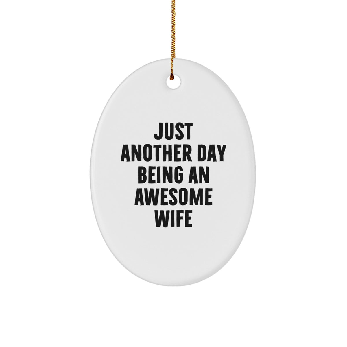 Unique Wife Gifts from Husband, Funny Oval Ornament Just Another Day Being An Awesome Wife, Christmas Decorations - Image 1