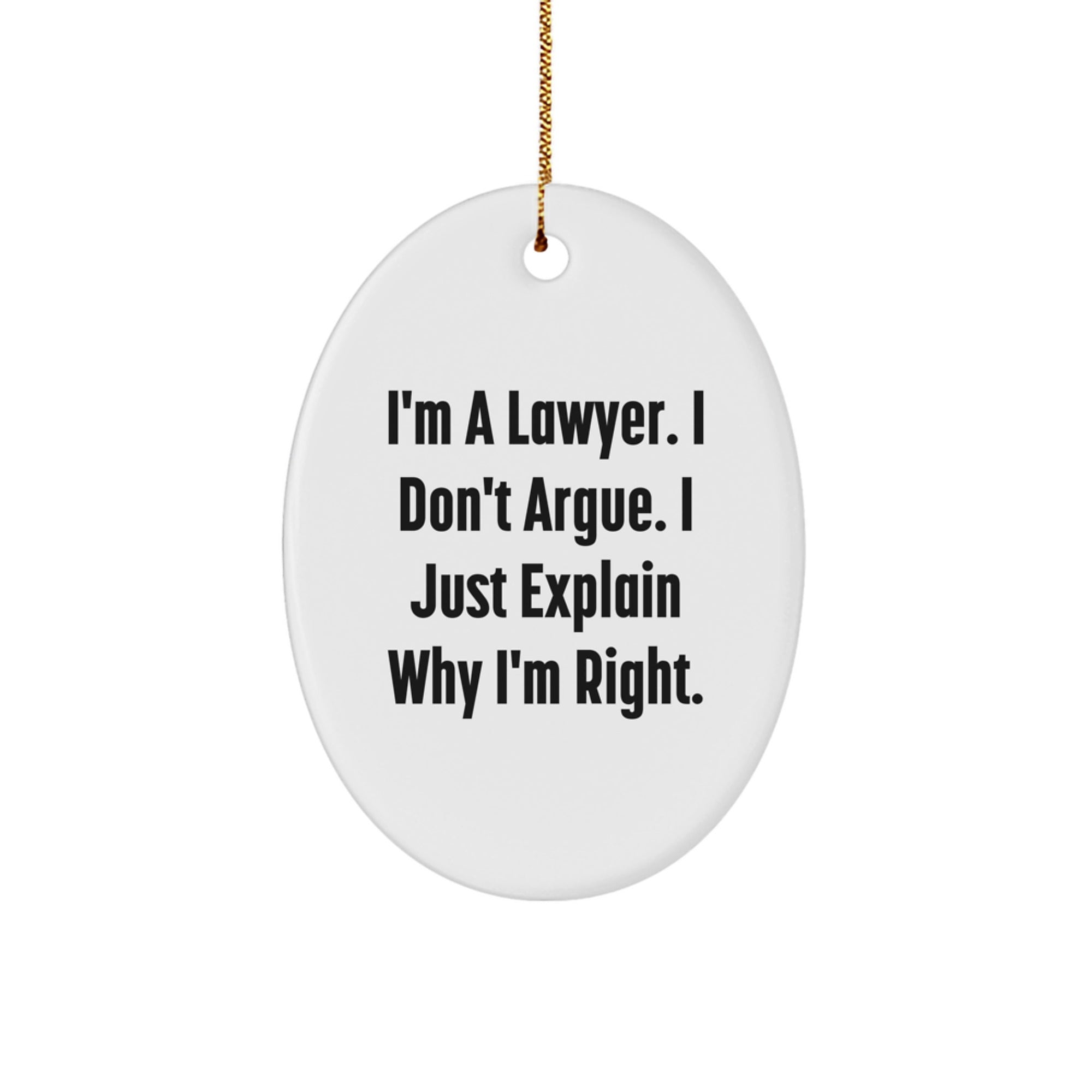 Funny Lawyer Gifts for Men, Oval Ornament I'm A Lawyer I Don't Argue, Christmas Unique Gifts from Friends - Image 1