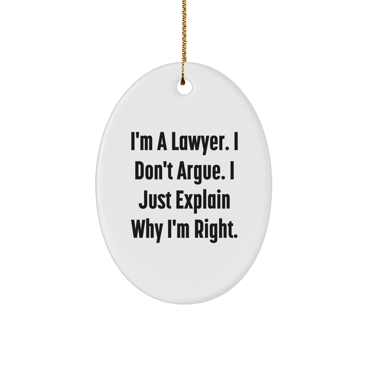 Funny Lawyer Gifts for Men, Oval Ornament I'm A Lawyer I Don't Argue, Christmas Unique Gifts from Friends - Image 1