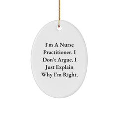 Nurse Practitioner Christmas Unique Gifts from Friends, Funny Oval Ornament, Gift for Men Women Family - Image 1