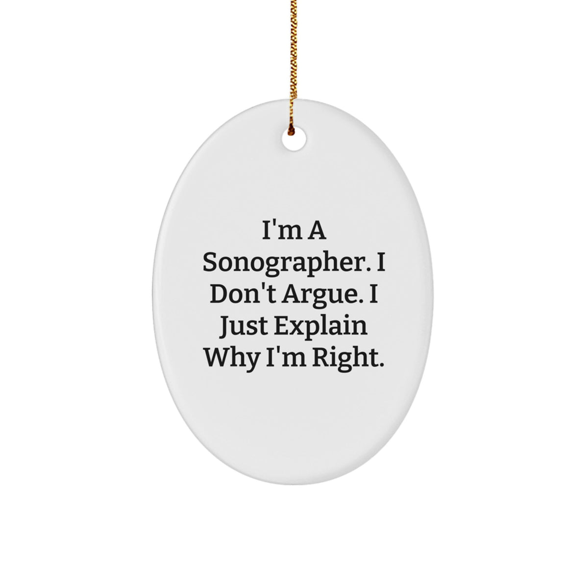 Funny Sonographer Gifts from Friends for Men Women Coworkers Family - Oval Ornament Christmas Unique Presents - Image 1