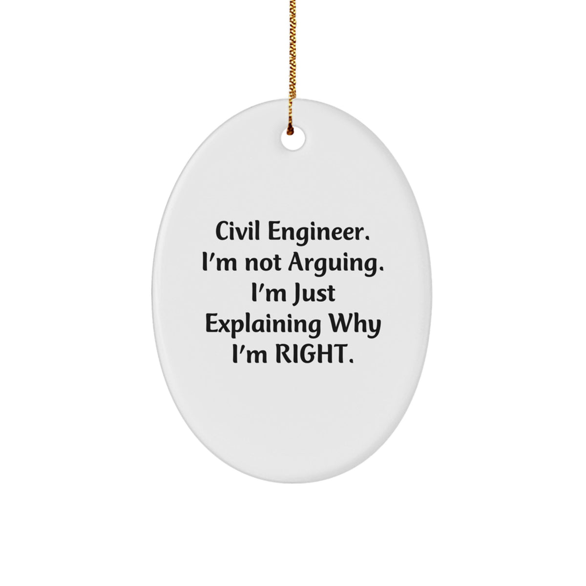 Funny Civil Engineer Gifts for Him, Oval Ornament with Inspirational Quote, Perfect Unique Christmas Memorable Presents for Civil Engineer Men from Friends - Image 1