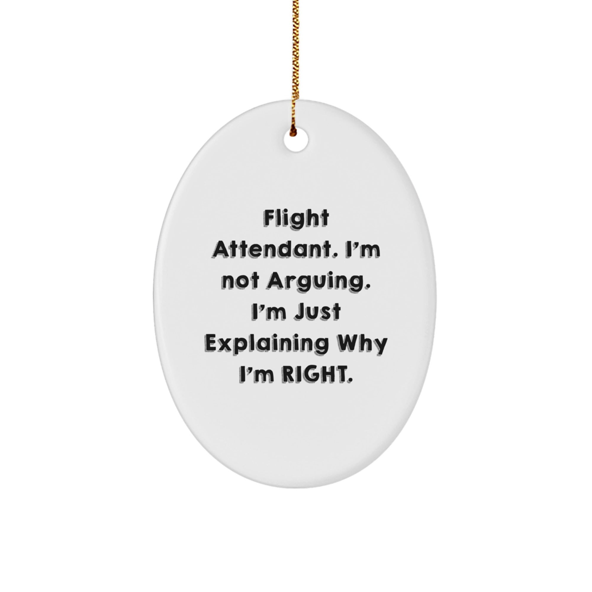 Funny Flight Attendant Gifts from Friends and Family - Oval Ornament for Christmas Unique Gifts for Men Women Coworkers - Image 1