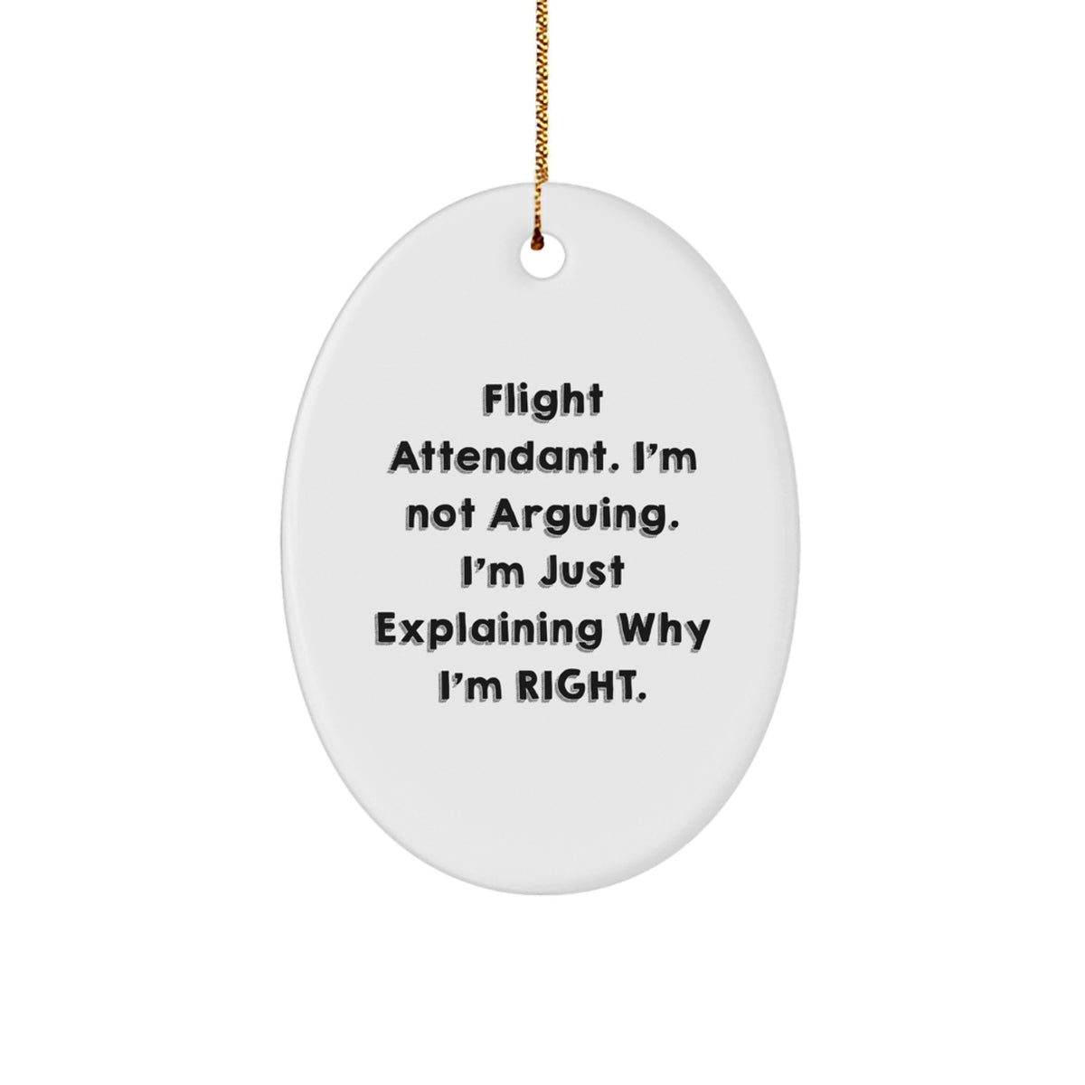 Funny Flight Attendant Gifts from Friends and Family - Oval Ornament for Christmas Unique Gifts for Men Women Coworkers - Image 1
