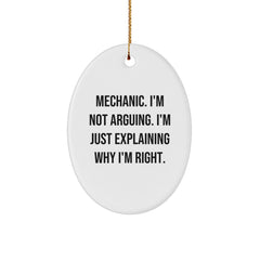 Funny Mechanic Gifts from Men to Friends, Oval Ornaments for Christmas Unique Gifts for Mechanic Enthusiasts - Image 1