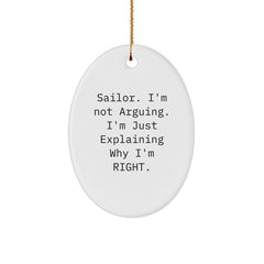 Unique Sailor Gifts from Friends for Christmas - Funny Oval Ornament - Image 1