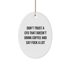 Funny CFO Gifts for Men - Oval Ornament - Don't Trust A CFO That Doesn't Drink Coffee And Say F--k A Lot - Christmas Unique Presents - Image 1