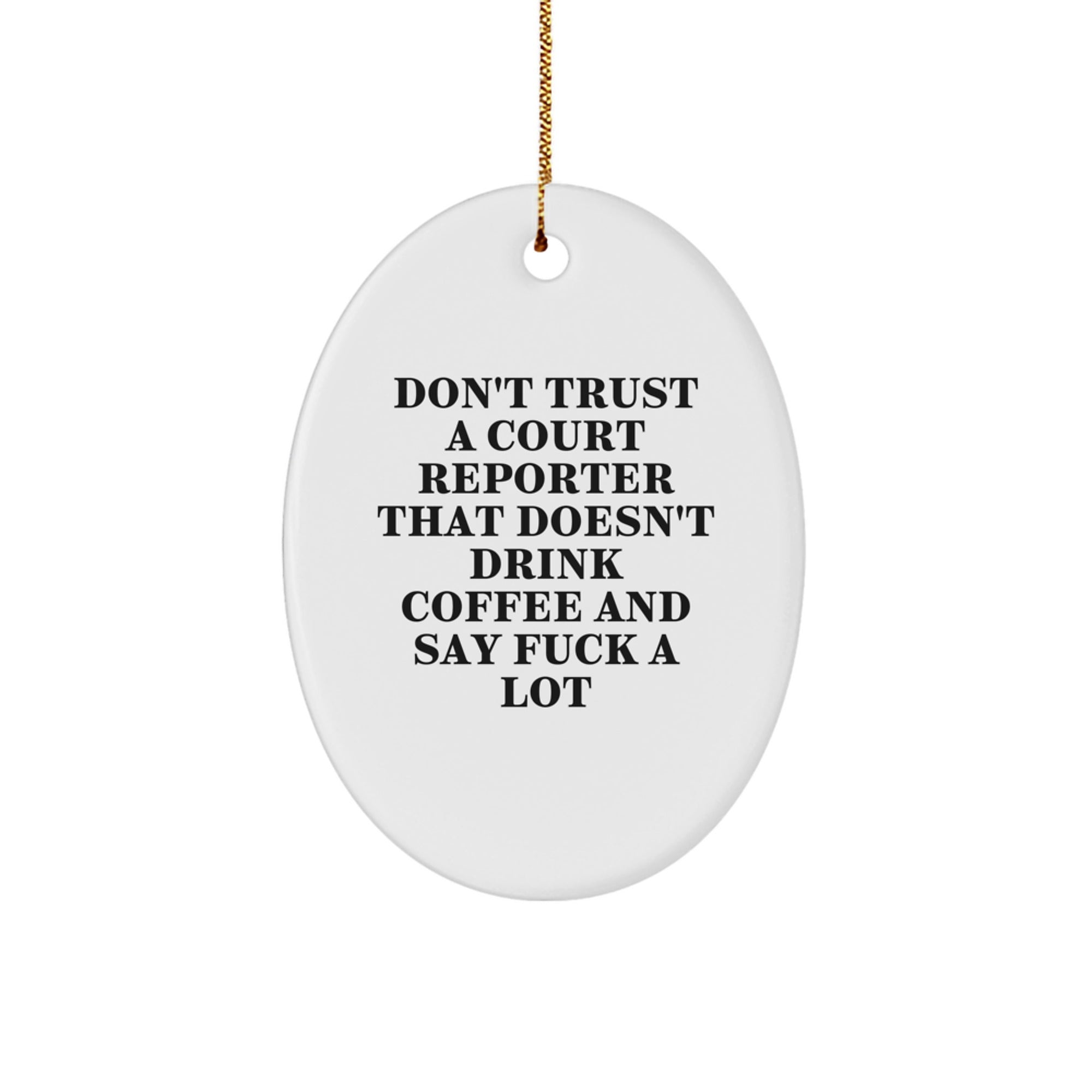 Funny Court Reporter Gifts from Friends, Oval Ornament with Humorous Quote, Perfect Unique Christmas Unique Gifts for Court Reporter Men - Image 1