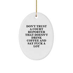 Funny Court Reporter Gifts from Friends, Oval Ornament with Humorous Quote, Perfect Unique Christmas Unique Gifts for Court Reporter Men - Image 1