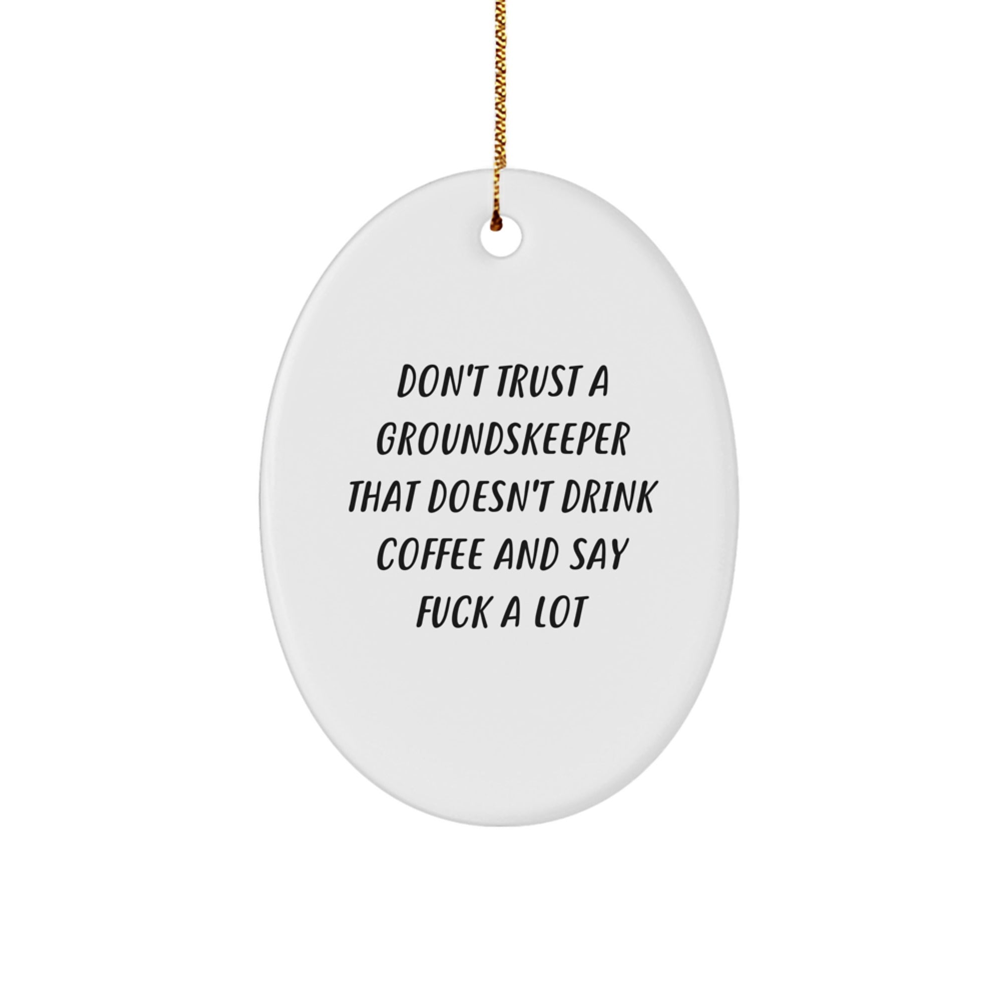 groundskeeper Gifts from Men - Funny Oval Ornament, Don't Trust a groundskeeper Quote, Christmas Unique Gifts for Friends, Family, or Coworkers - Image 1